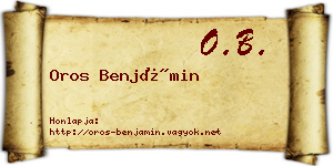 Oros Benjámin névjegykártya